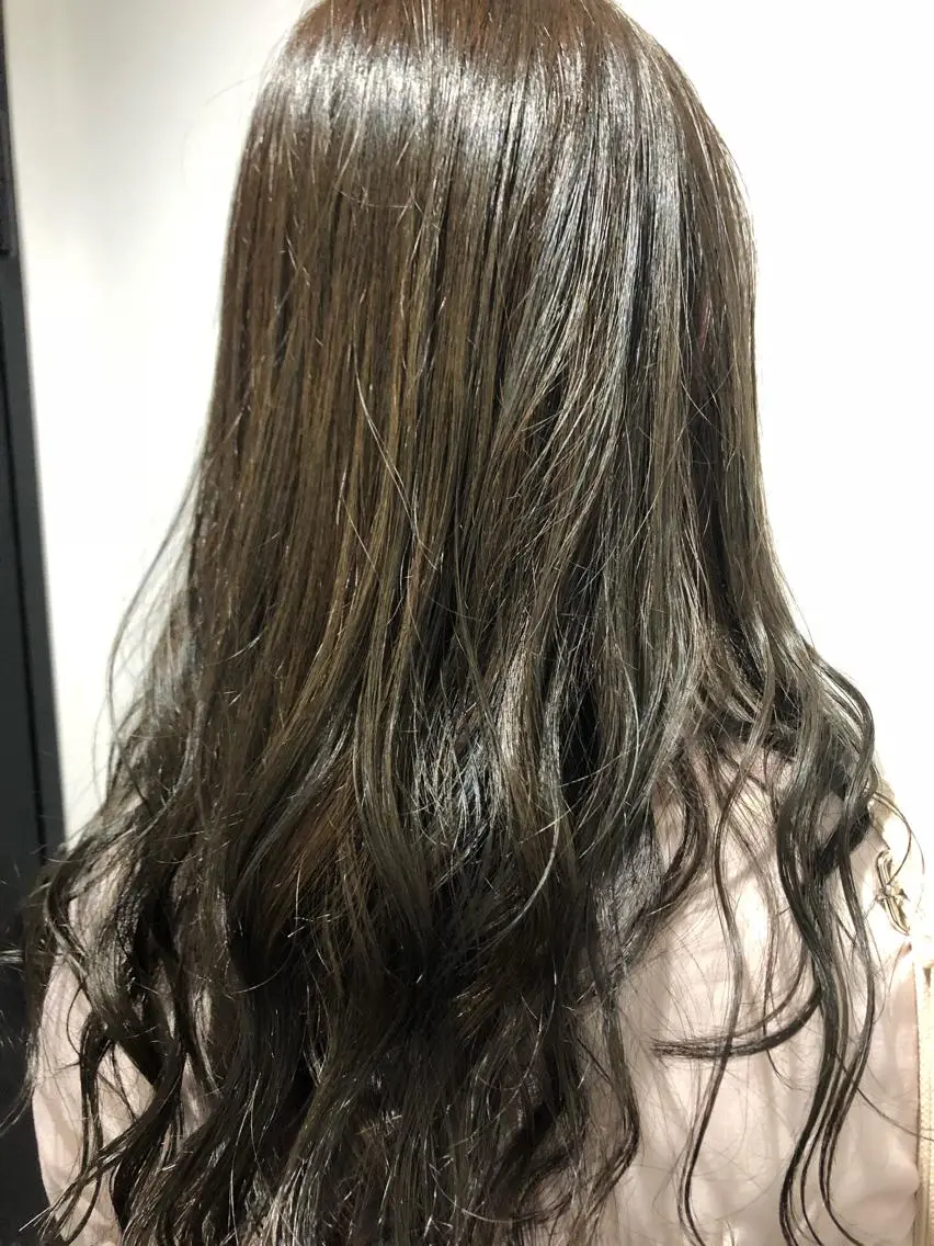 ロング アッシュ ハイライト 縮毛矯正の達人 ☆ 松本のヘアスタイル