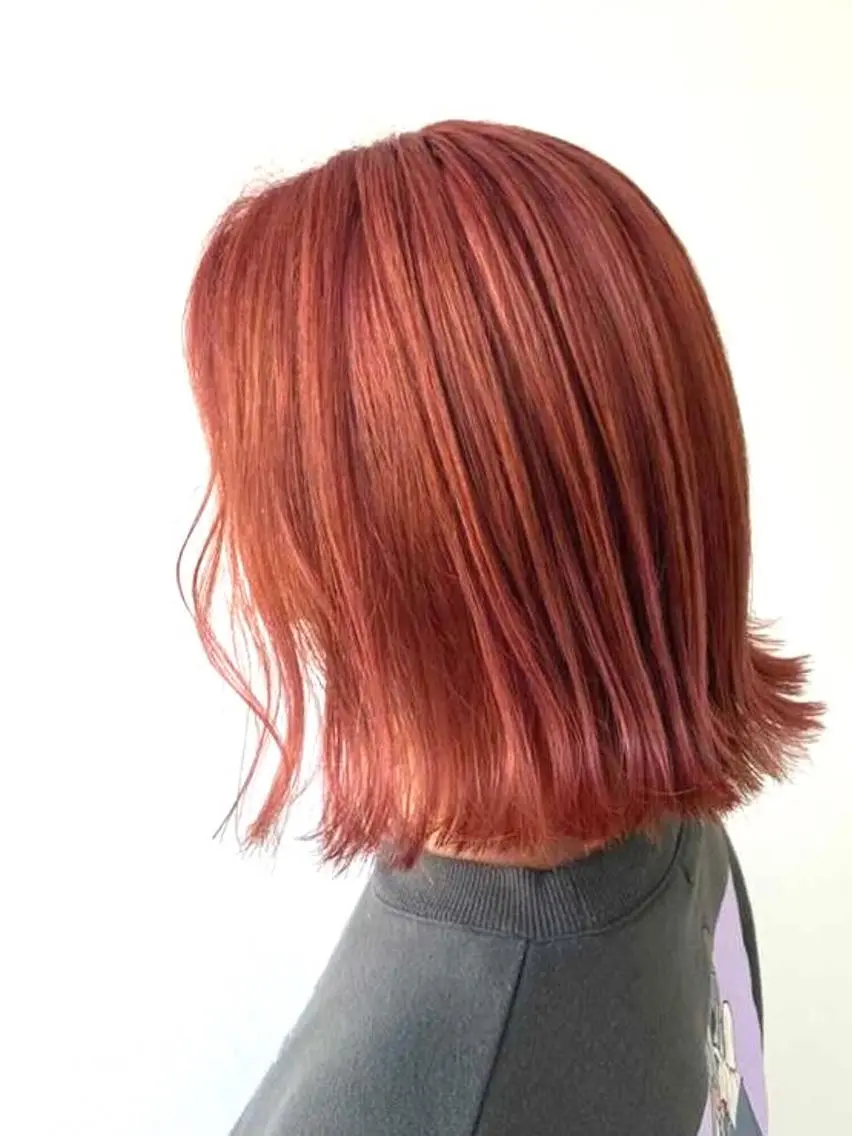 ミディアム カラー ブリーチ ケアブリーチ ピンクカラー 谷合 貴志のヘアスタイル