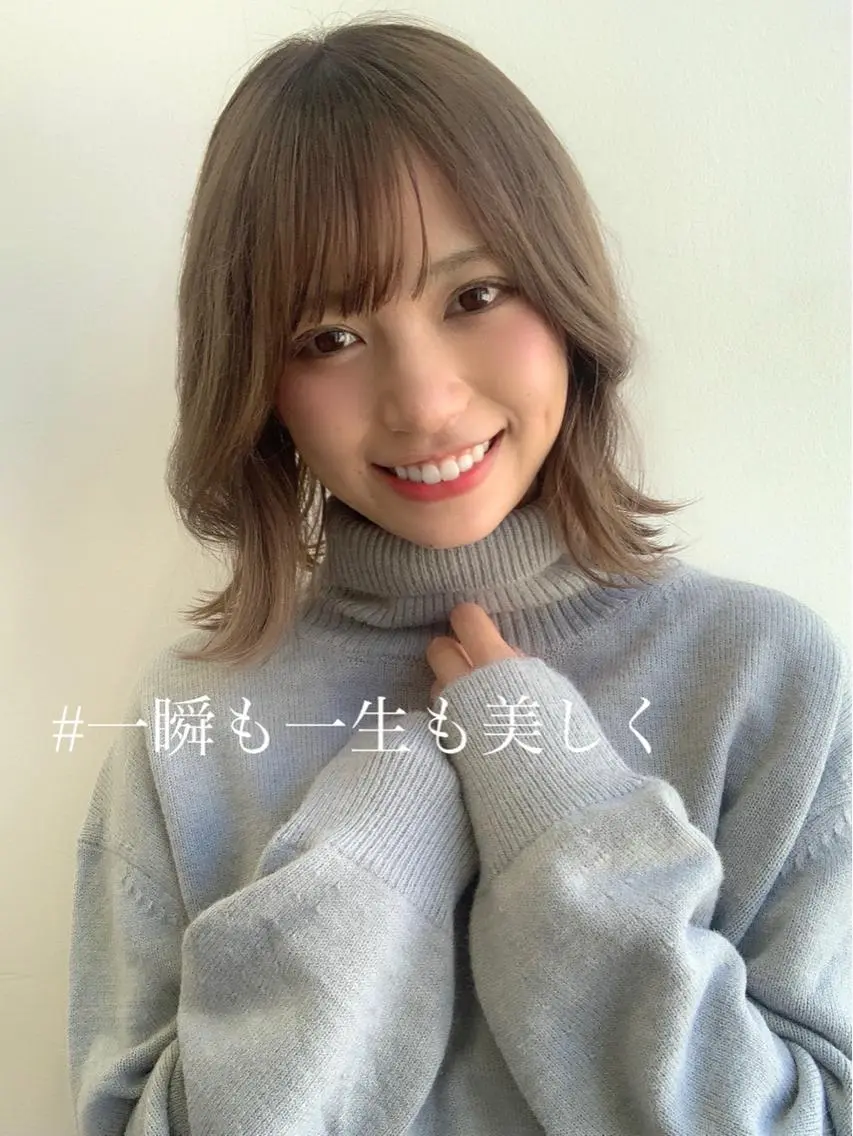 ミディアム カラー パーマ ヘアアレンジ ボブ くびれヘア 韓国風ヘア 骨格別小顔カット/ 顔周りカット/金井のヘアスタイル