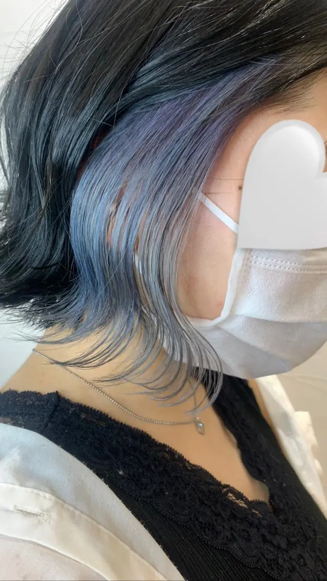 ショート カラー アッシュ ブリーチ ブルーカラー ブルーアッシュ イヤリングカラー ヘアカラー ハイトーン職人💗 松本輝美のヘアスタイル