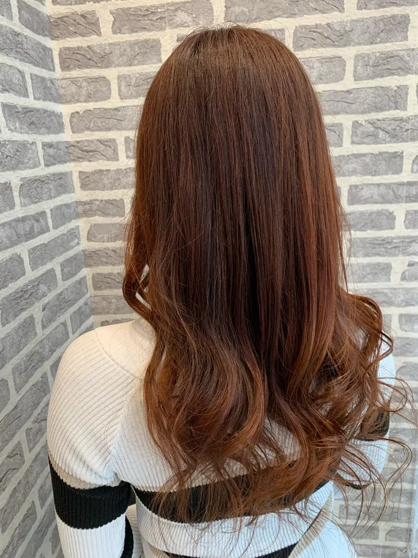 ロング カラー オレンジ Earth岩槻店 YAGIのヘアスタイル