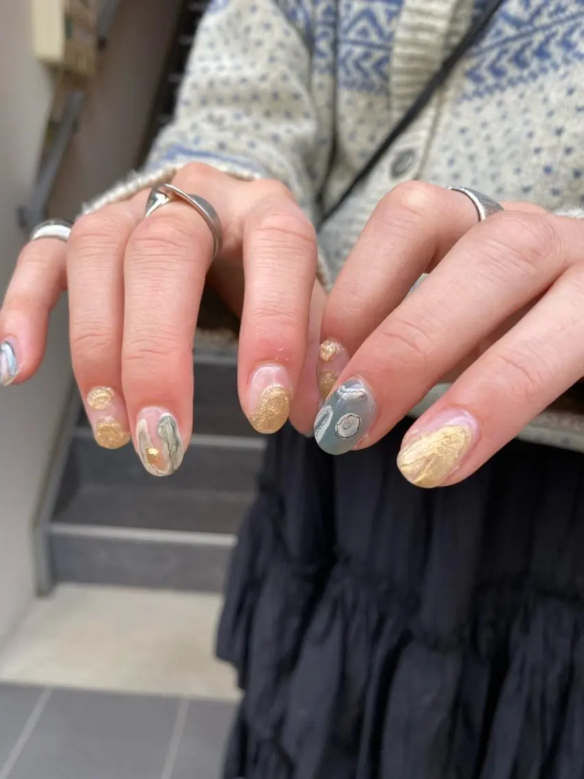 ネイル ジェルネイル マグネットネイル ニュアンスネイル シンプルネイル ハンドネイル 草加ニュアンスネイル 🌚hersのネイルデザイン