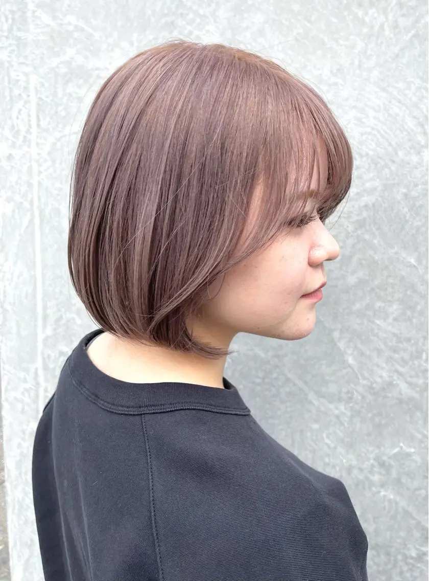 ミディアム カラー ショートボブ ボブ カット ヘアカラー トリートメント 一ノ瀬 暁のヘアスタイル