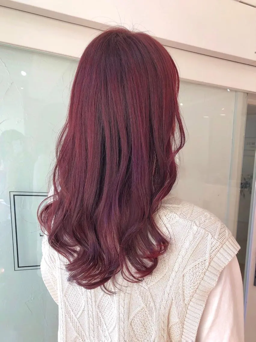 セミロング カラー ブリーチ ブリーチなしカラー ピンクカラー ヘアカラー トリートメント 韓国ヘア/レイヤー カット SAKURAのヘアスタイル