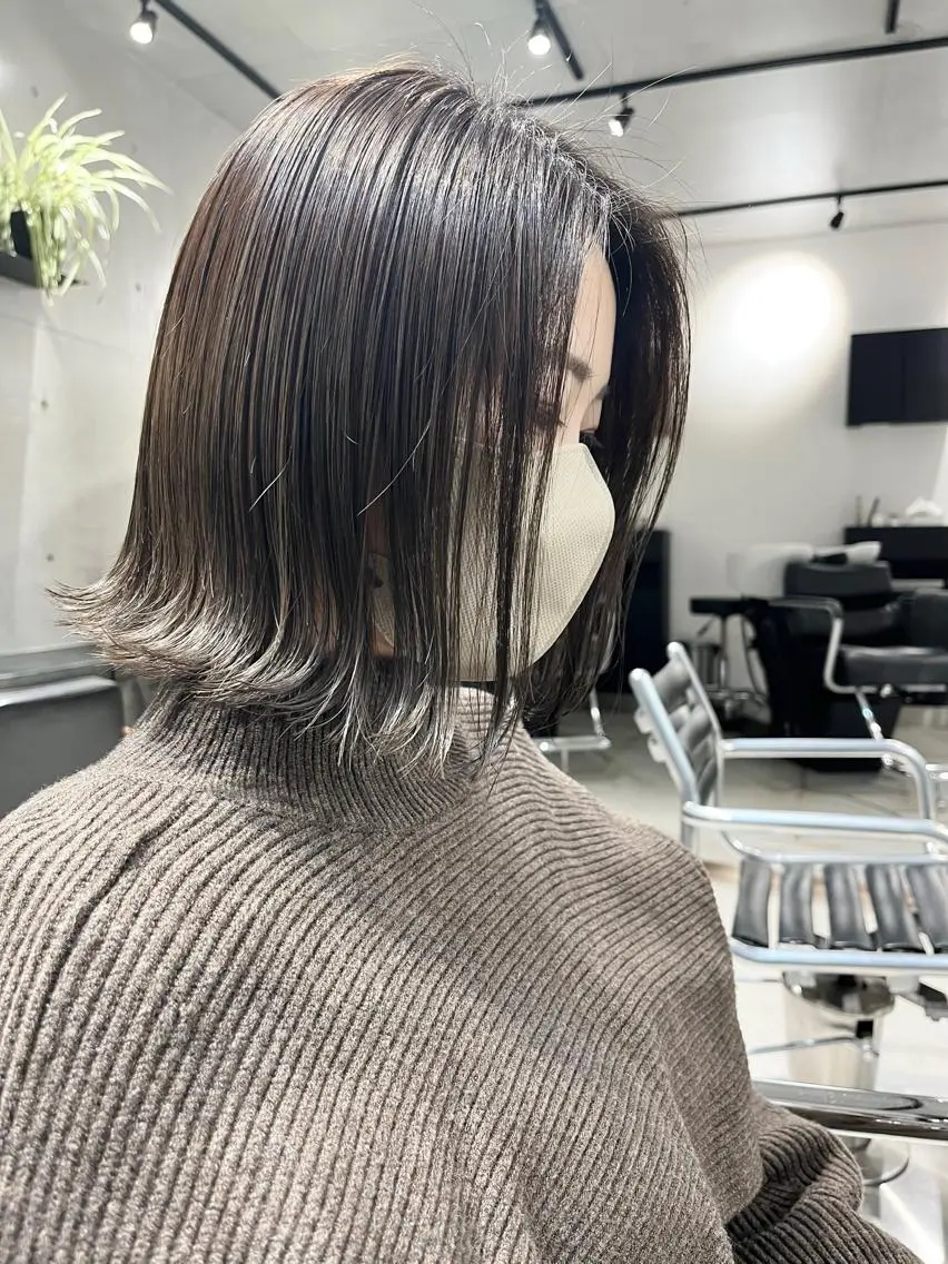 ミディアム カラー パーマ カット ヘアカラー トリートメント ヘッドスパ ヘアセット 透明感/オリーブ/ グレージュ/YUKAのヘアスタイル