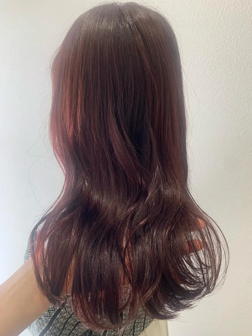 ロング カラー ボルドーカラー hubhair レイヤー/透明感のヘアスタイル