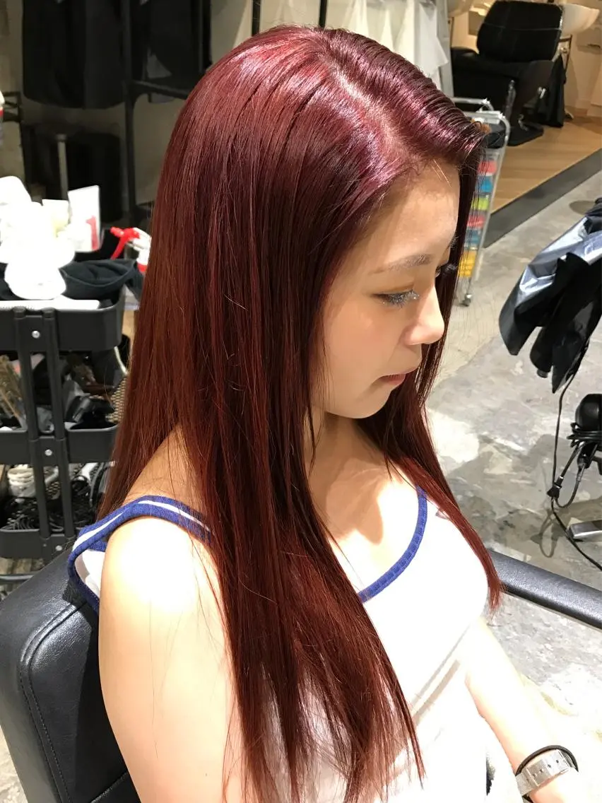 ロング カラー メンズ メンズブリーチ ブリーチ イルミナカラー レッドカラー KEN KENのヘアスタイル