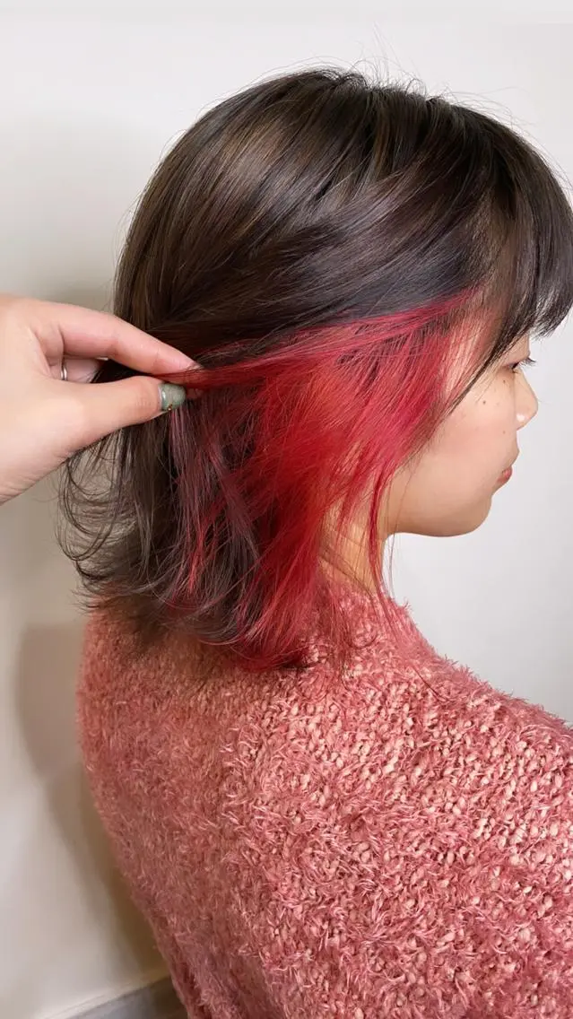 ショート カラー ヘアアレンジ イヤリングカラー ピンクカラー カット ヘアカラー パーマ トリートメント アイラッシュ/美容室 個室/瀬戸 一菜のヘアスタイル