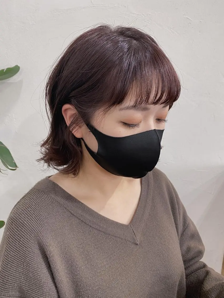ショート カラー ヘアアレンジ ラベンダーカラー ピンクカラー 暗髪カラー🫐 おくだりんかのヘアスタイル