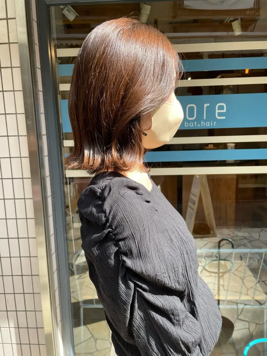 ミディアム カラー カット ヘアカラー トリートメント あずまぐち めぐみのヘアスタイル