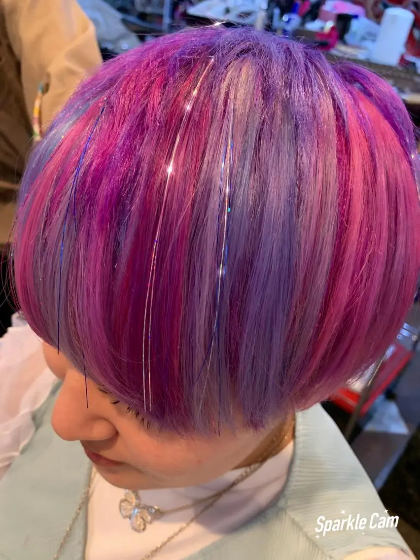 ショート カラー ヘアアレンジ シールエクステ ピンクカラー ユニコーンカラー エクステ KOYA ｺﾔのヘアスタイル