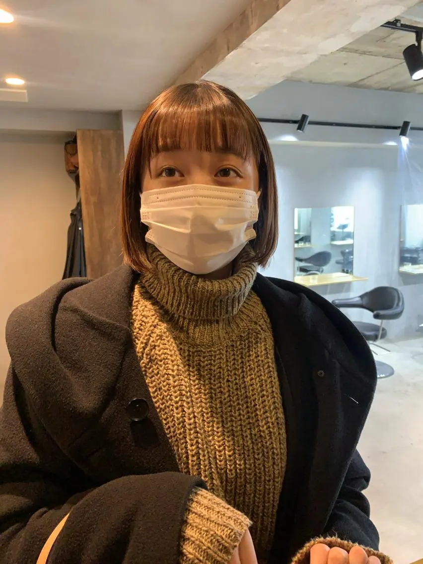 ミディアム カラー カット ヘアカラー パーマ ボブパーマコテ巻き風 パーマNo1深江秀平のヘアスタイル