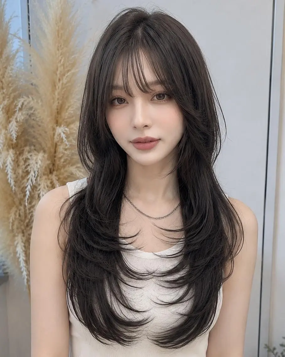 ロング カット レイヤーハイライト ブリーチJUNKIのヘアスタイル