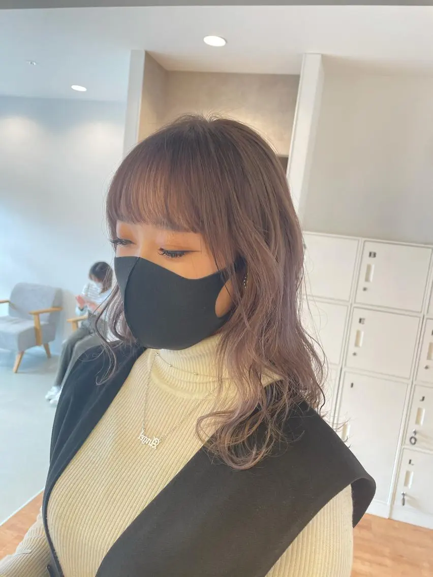 セミロング カラー ベージュカラー ラベンダーカラー ラベンダーベージュ 堀田 将輝のヘアスタイル