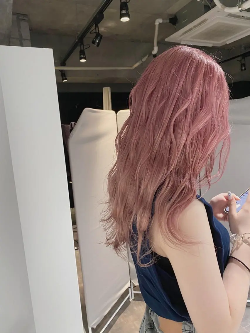 ミディアム カラー ピンクカラー esu 天満のヘアスタイル