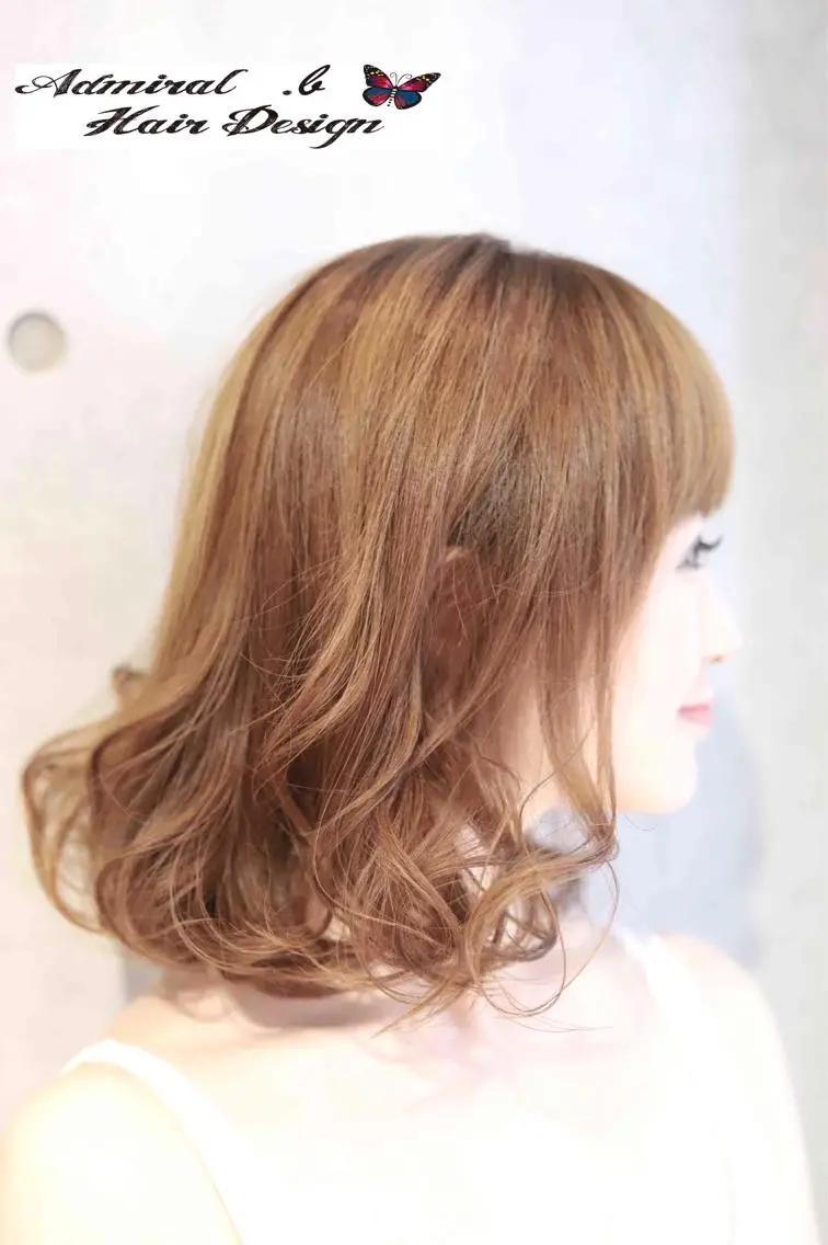 ミディアム カラー ベージュカラー 黒髪 ブリーチ ブリーチなしカラー アドミラルYoshi oのヘアスタイル