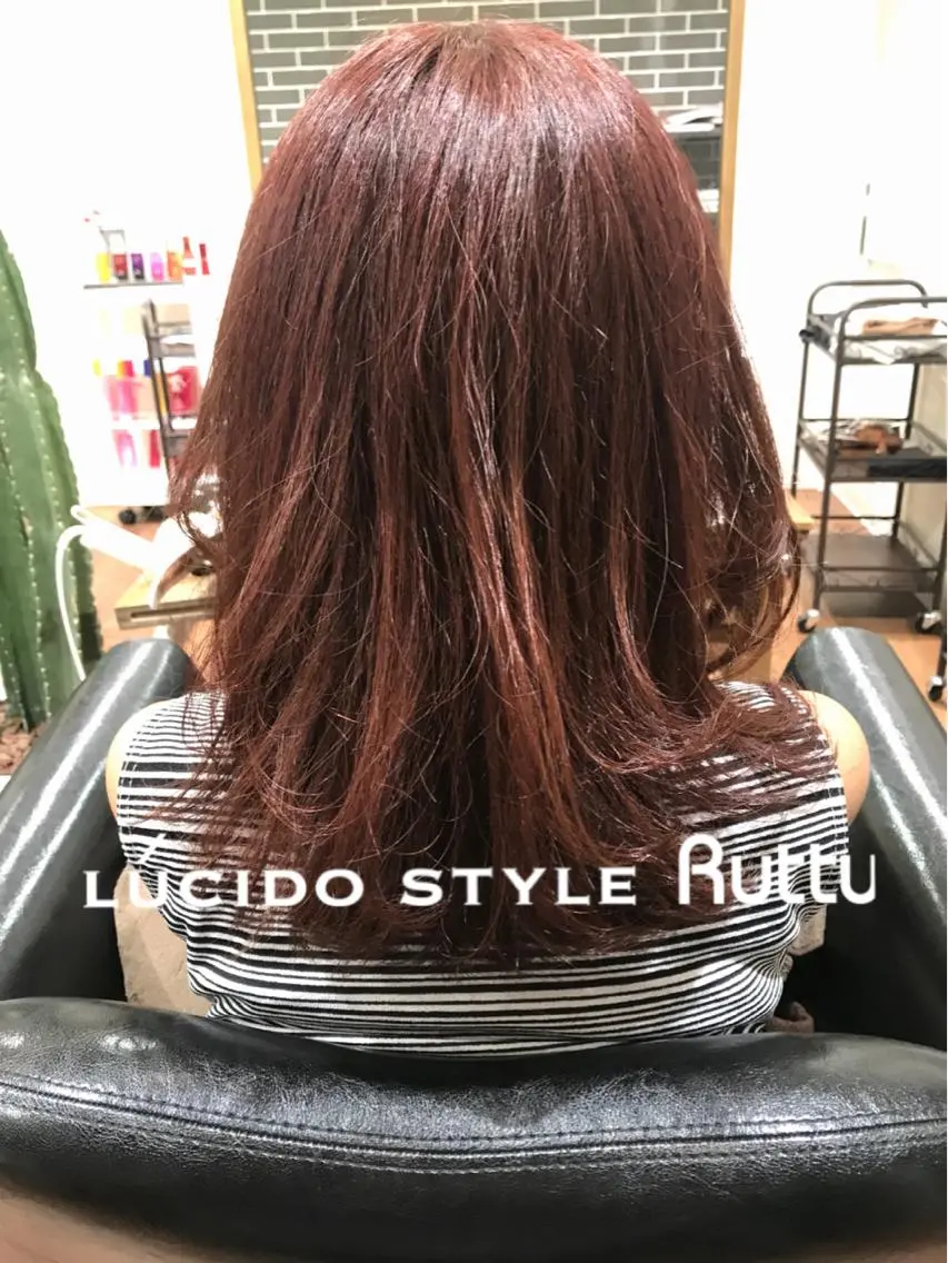 ロング カラー ピンクカラー カット アザマ　ヤスカツ _rosso 川口のヘアスタイル
