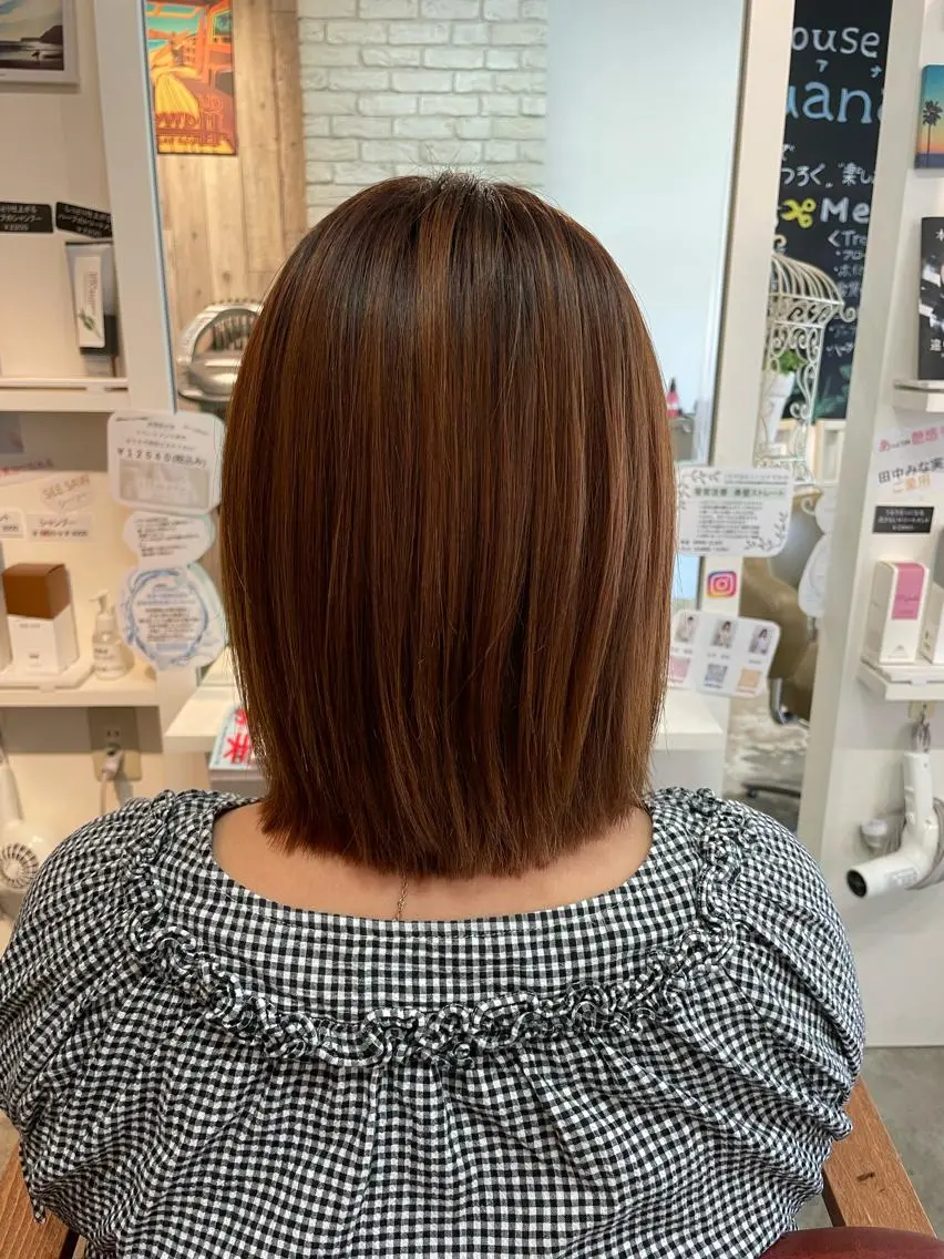 ミディアム カット 縮毛矯正 村上 由希のヘアスタイル