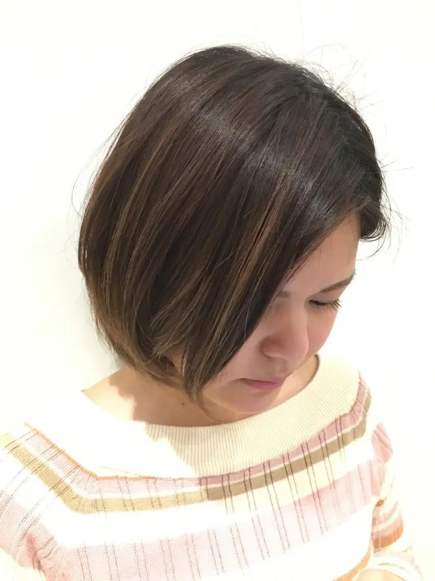 ショート カラー ショートボブ ハイライトカラー ボブ ハイライト ショートヘア ﾊｲﾄｰﾝ/ｶﾗｰ/ 用賀/稲若健太郎のヘアスタイル