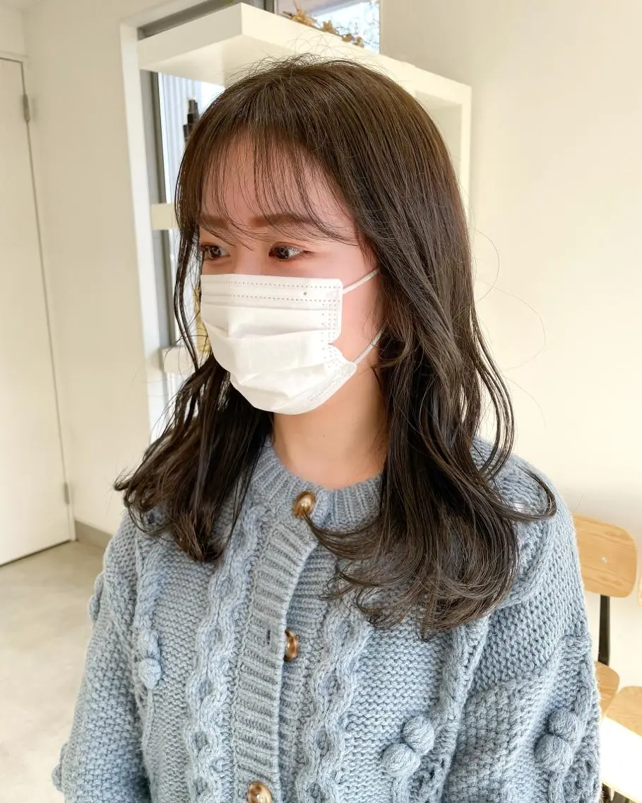 ミディアム カラー ベージュカラー オリーブベージュ mir MIYUのヘアスタイル