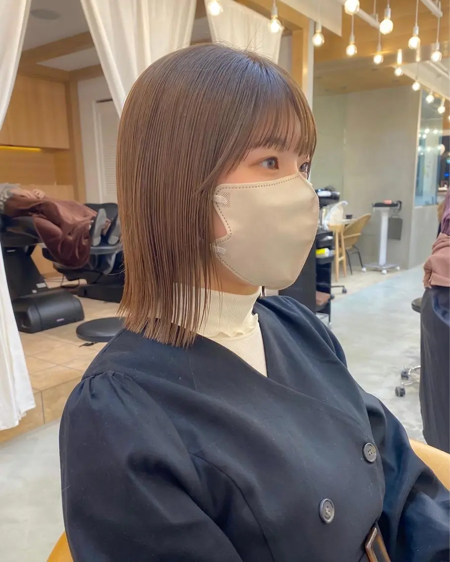 ミディアム カラー 切りっぱなしボブ ボブ ♥️ボブ韓国風ヘア ♥️久保田夢美のヘアスタイル