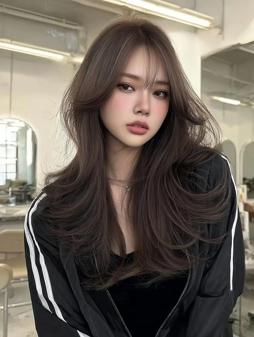 ロング くびれヘア 顔周りカット 髪質改善 ヨシンモリ 韓国風ヘア カット ヘアカラー sasa ササのヘアスタイル