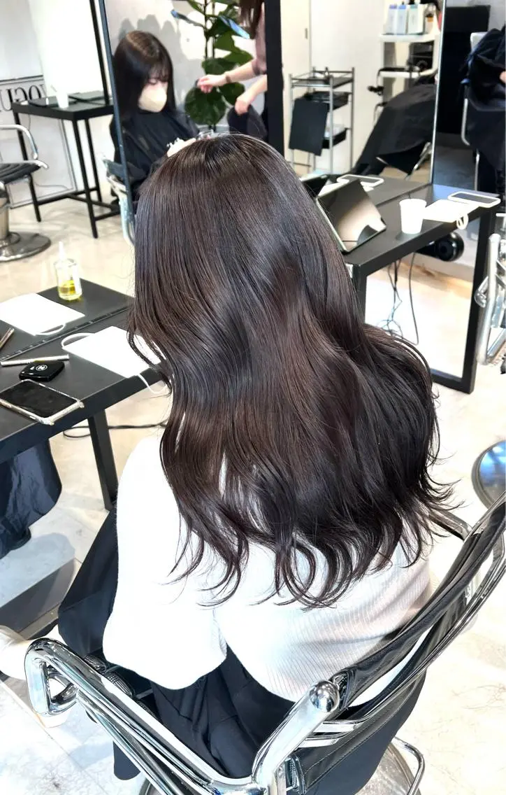 ロング カラー カット ヘアカラー トリートメント 赤みゼロ/透明感 カラー🌿KANTAのヘアスタイル