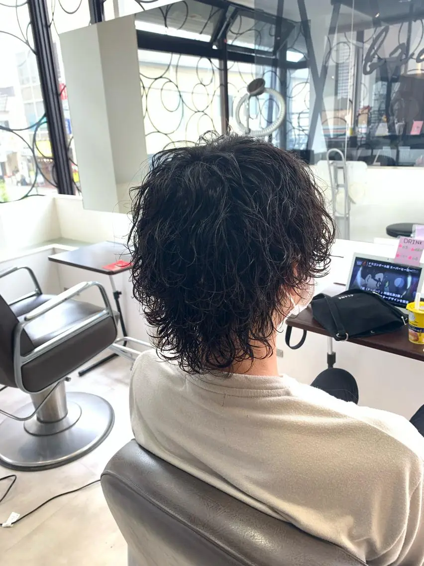 セミロング メンズパーマ/難波/ 心斎橋　室園亮佑のヘアスタイル