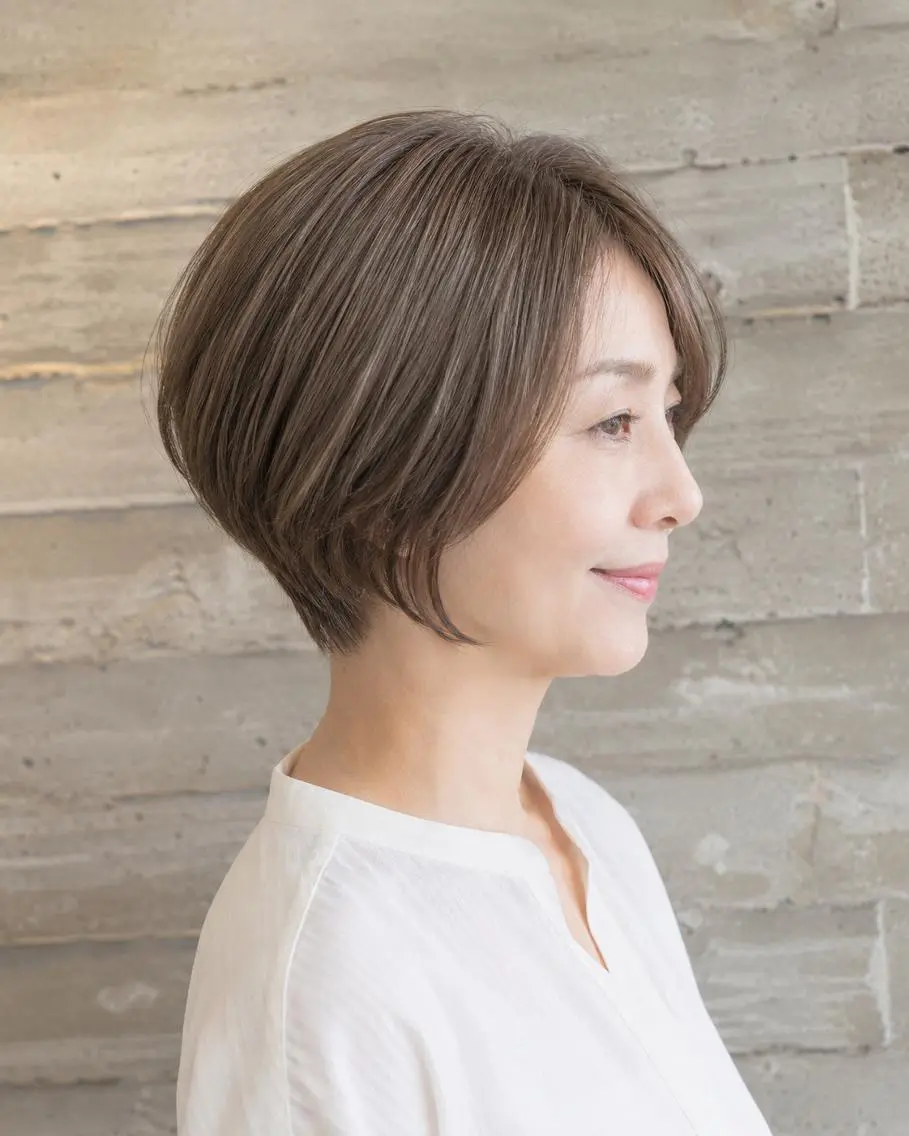 ショート ショートボブ 丸みショート ボブ ショートヘア ショートカット │ 白髪ぼかし│ゆうまのヘアスタイル