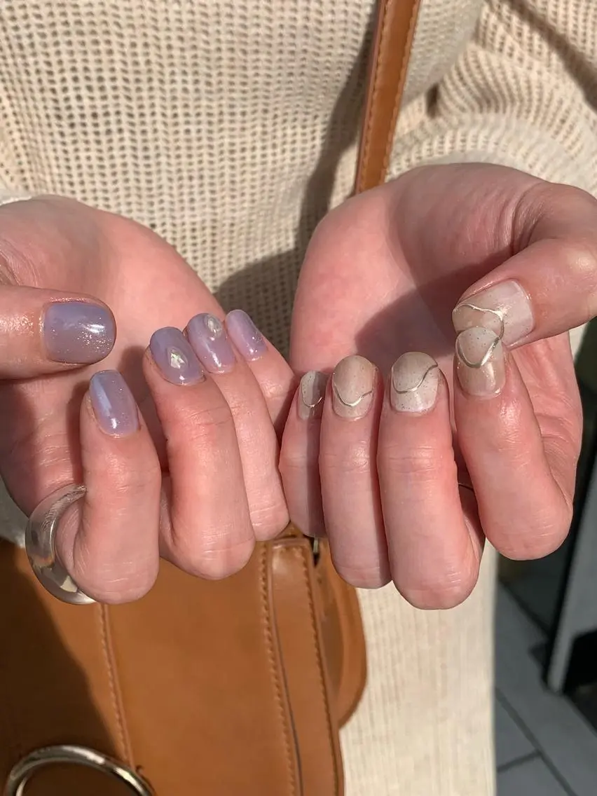 ネイル パープル 鈴木 まゆのネイルデザイン