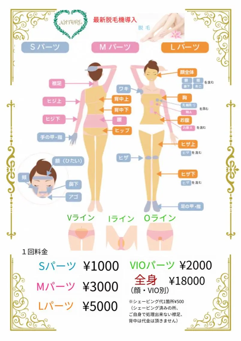 脱毛 菅沼 奈津子のエステ・リラクイメージ