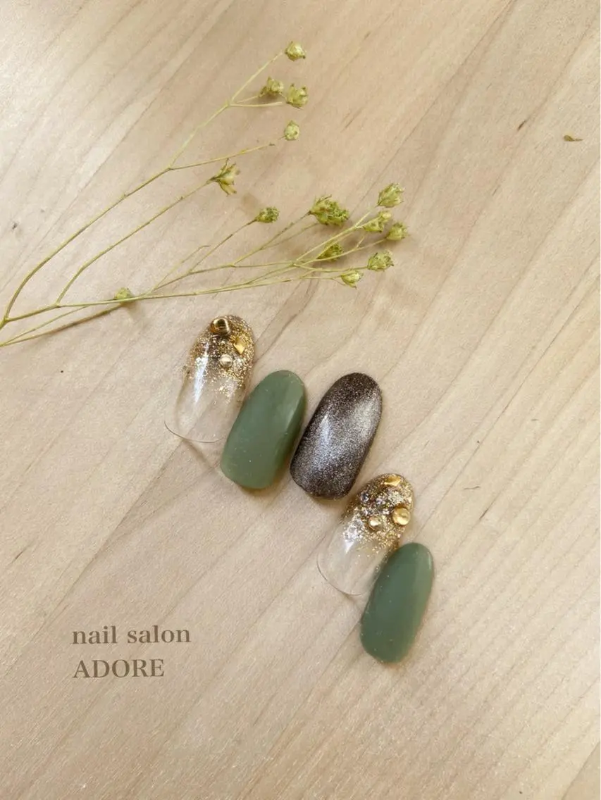 ネイル クリアネイル 成人式 マグネットネイル マットネイル ミラーネイル Adore nailのネイルデザイン