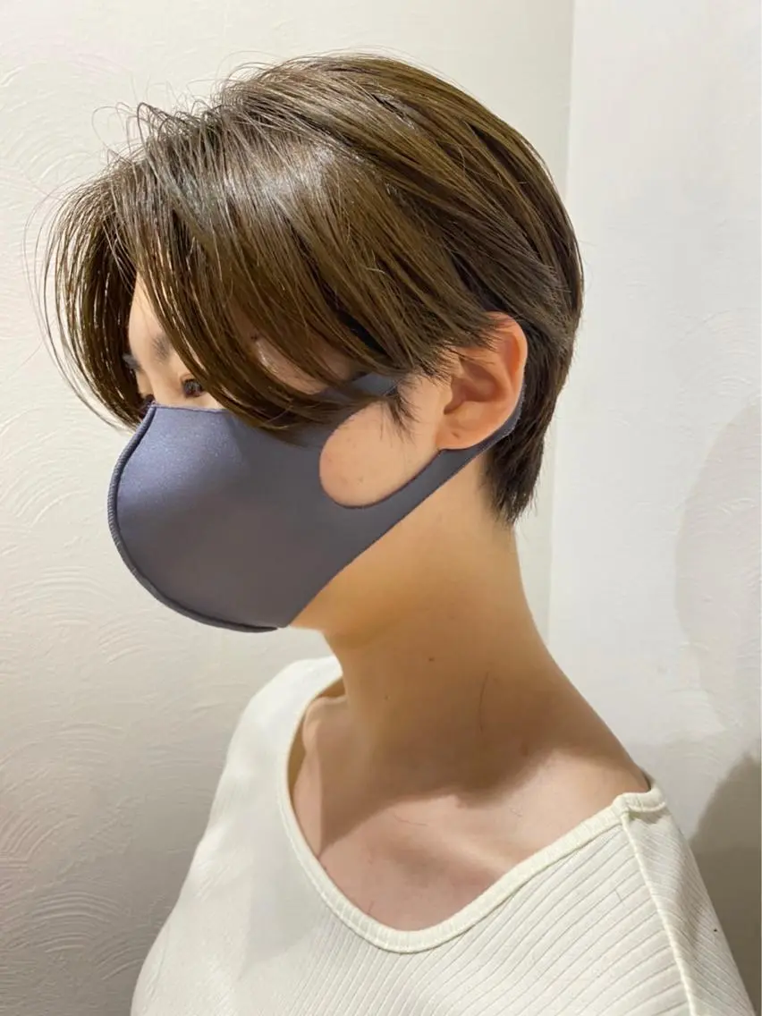 ショート カラー ヘアアレンジ アッシュ アッシュグレー アッシュグレージュ バレイヤージュ ミストバング Bob&ハイトーン 専門家CHIHIROのヘアスタイル