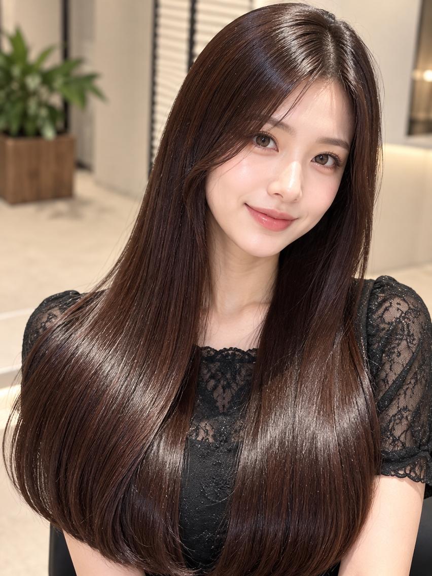 ロング 🌻 銀座水素ケア 🌻 只腰 花のヘアスタイル