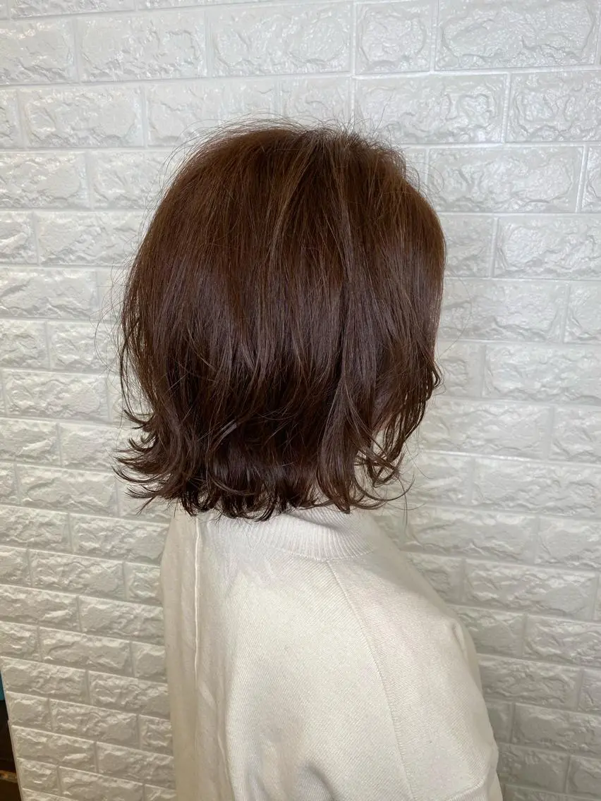 ミディアム カラー ボブ カット ヘアカラー トリートメント 金沢 広美のヘアスタイル