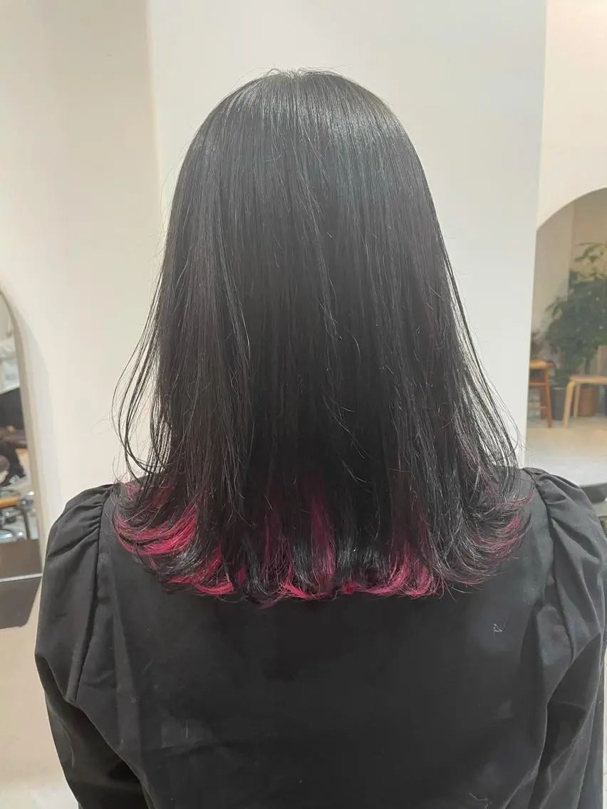 ミディアム カラー ピンクカラー レイヤーカット カット ヘアカラー 中目黒🌼 🌼ハナのヘアスタイル