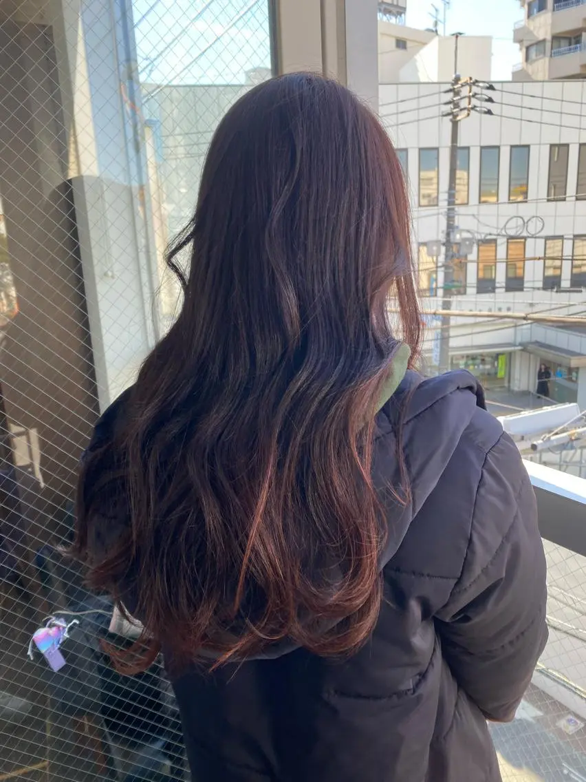 ロング カラー ブリーチ ブラウンカラー ピンクカラー ピンクブラウン パーマモデル募集中 渥美翔人のヘアスタイル