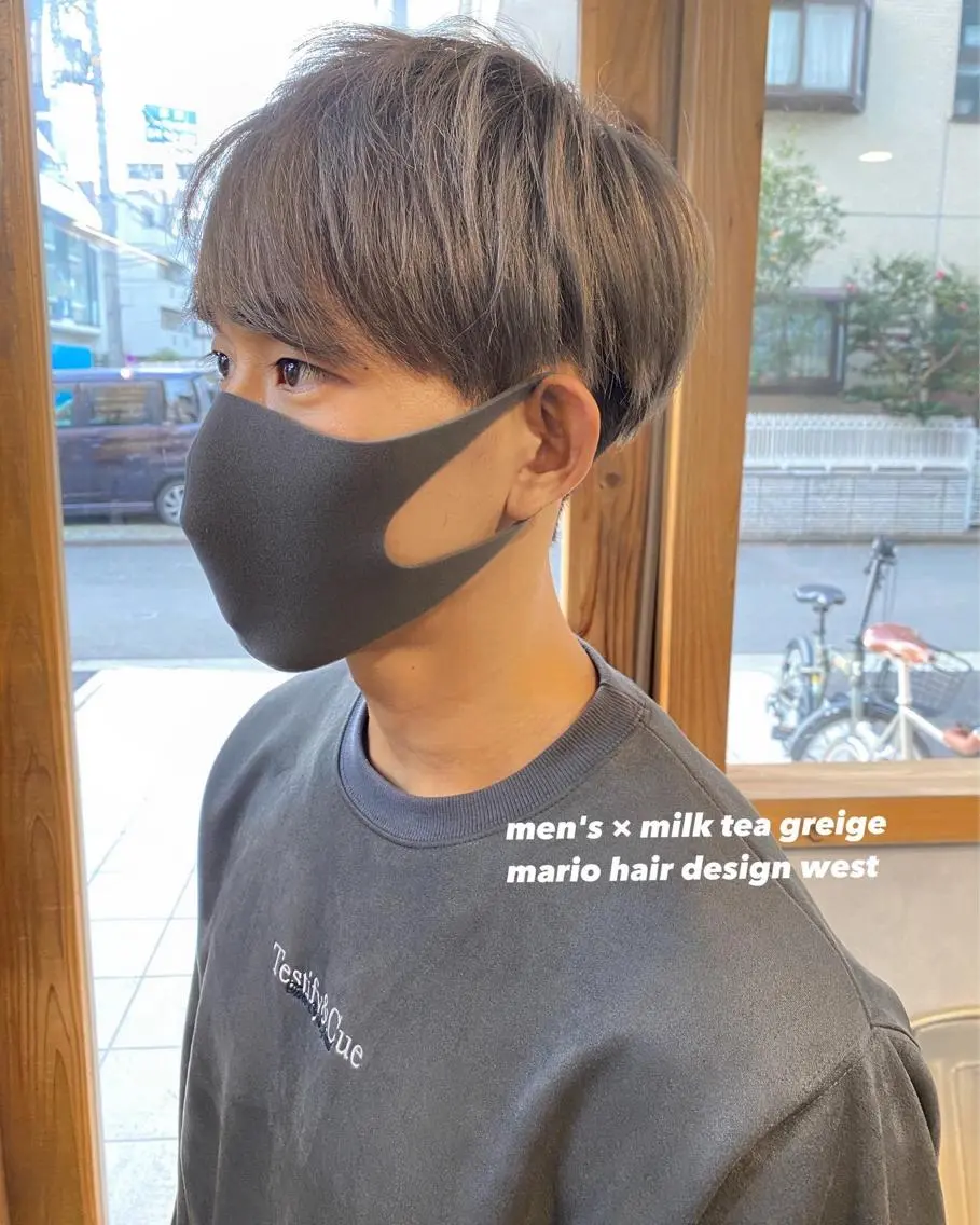 ショート カラー メンズ メンズハイトーン マッシュ 学生(メンズ向け) ベージュカラー グレージュ 竹嶌 健吾のヘアスタイル