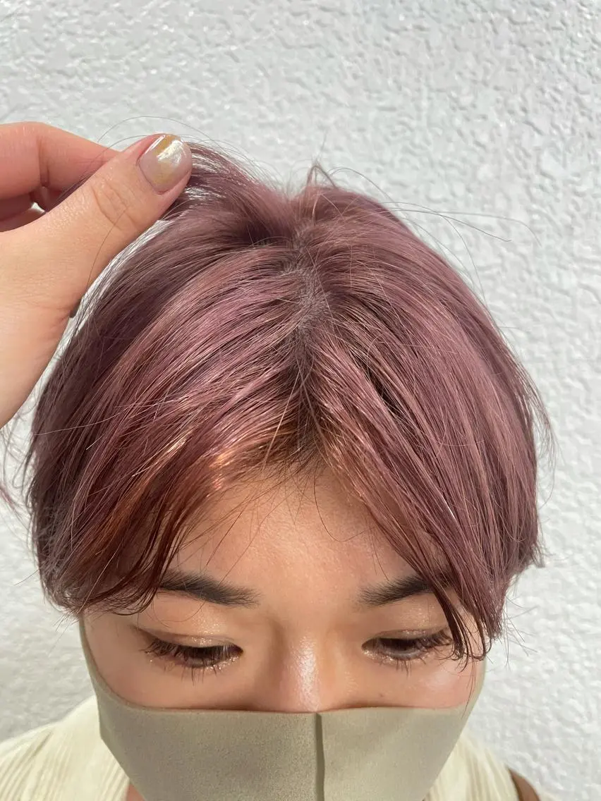 ショート カラー ブリーチ 似合わせカット 渋谷 留菜のヘアスタイル