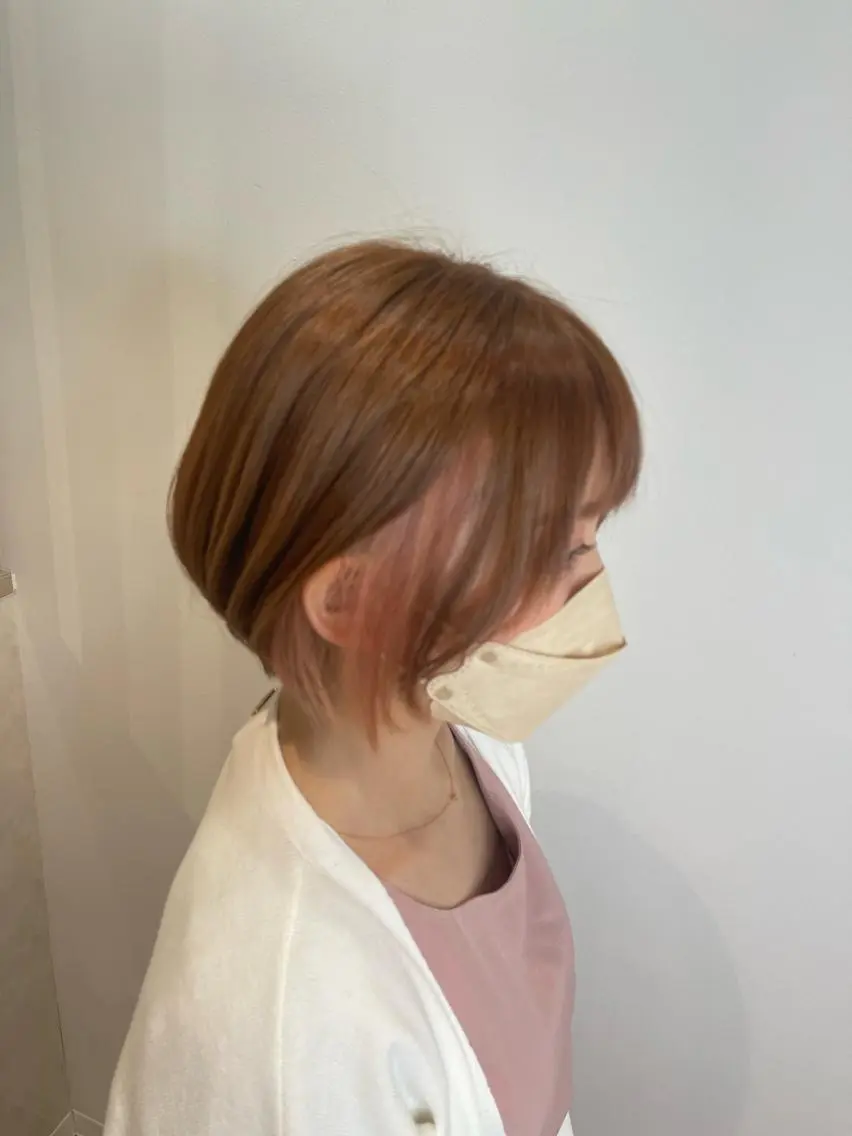 ショート カラー ヘアカラー トリートメント emi/髪質改善/ 韓国風/艶カラーのヘアスタイル