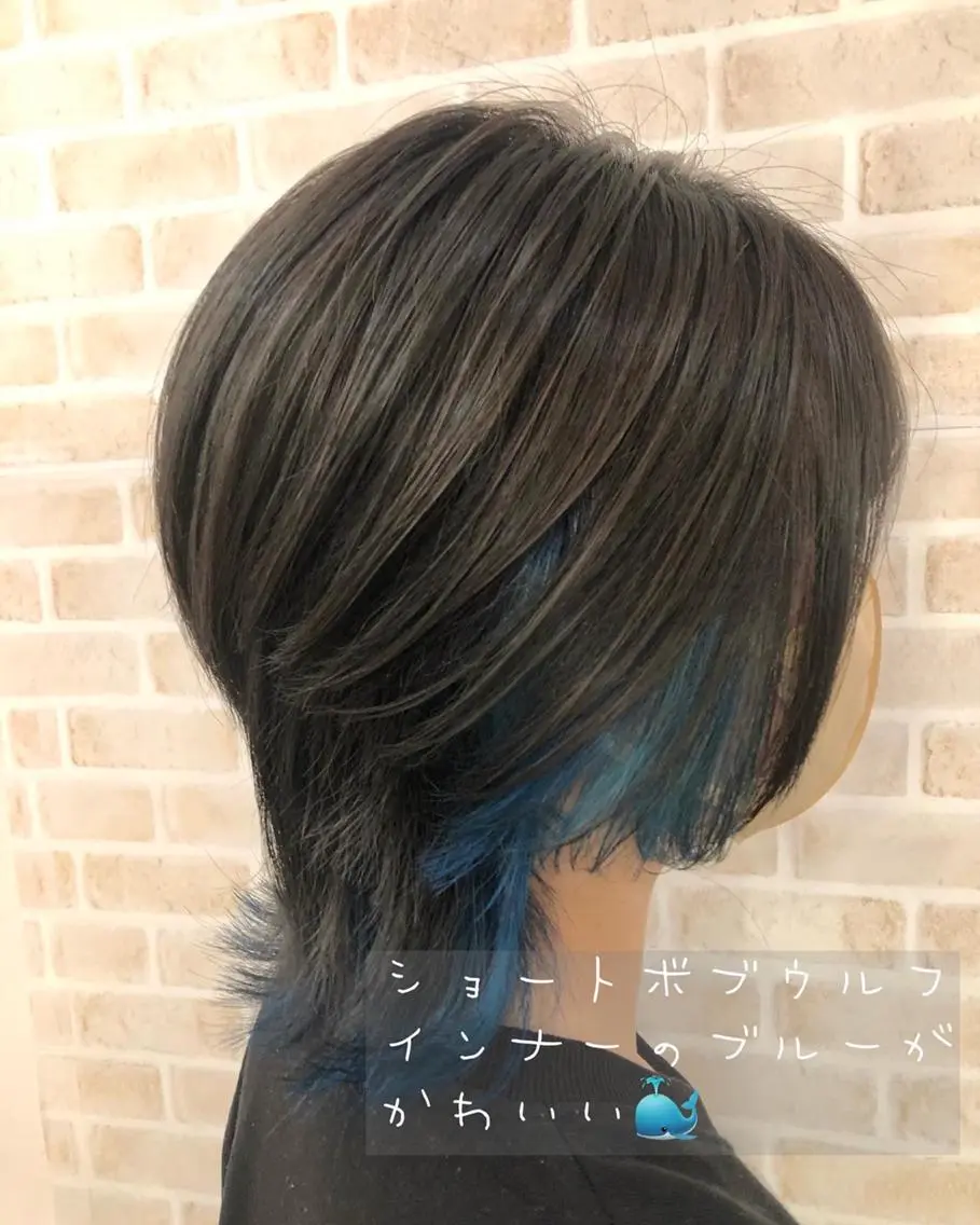 ショート カラー ブルーカラー ボブ ウルフカット 🟦西荻窪メンズ特化 美容師🟦Yu-Jiのヘアスタイル