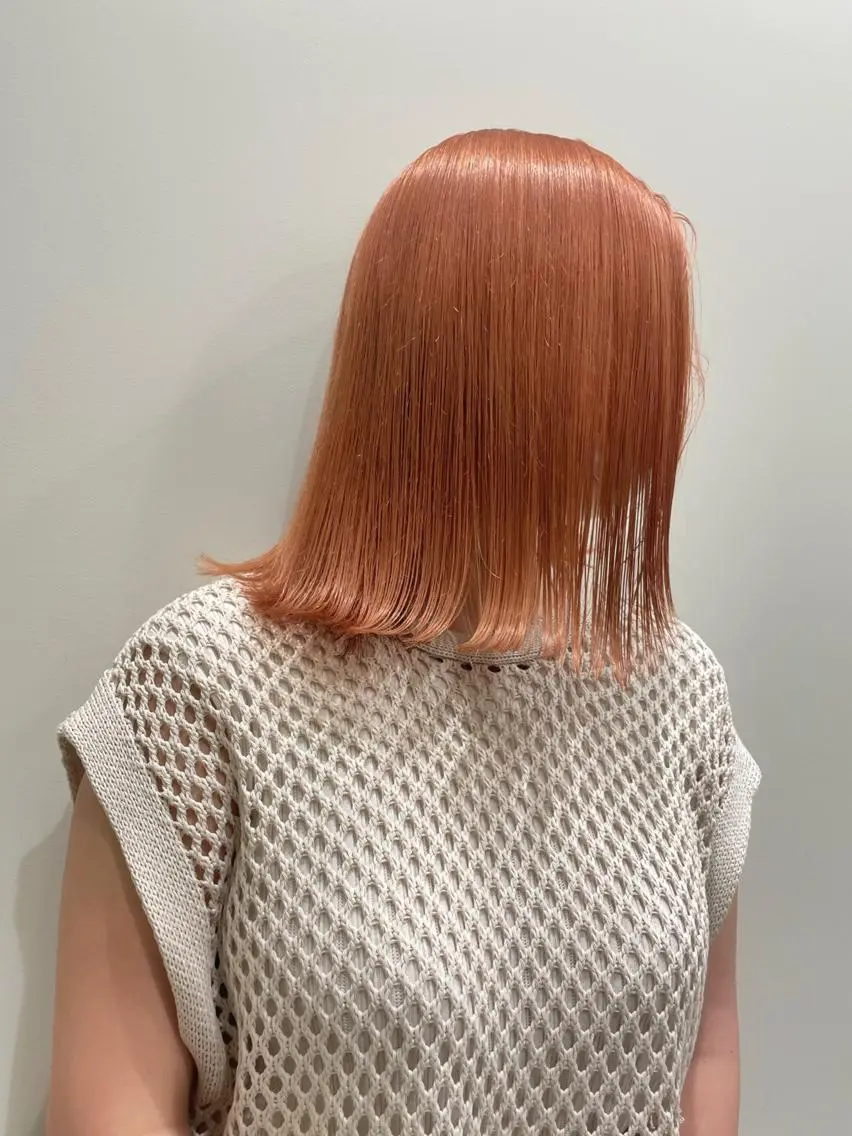 ショート カラー オレンジ ボブ カット ヘアカラー トリートメント ヘアセット メンズ特化 パーマ/オザワのヘアスタイル