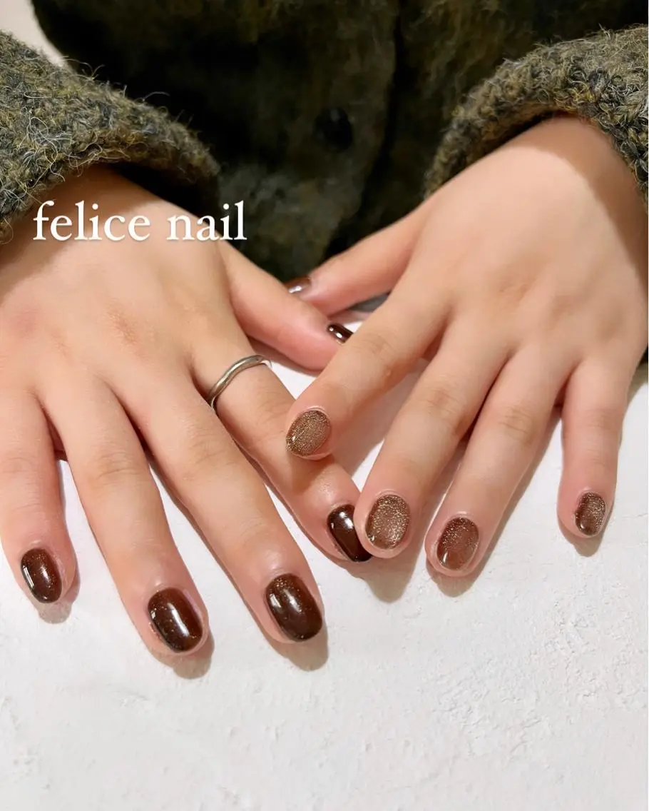 ネイル ブラウン マグネットネイル felice nailのネイルデザイン