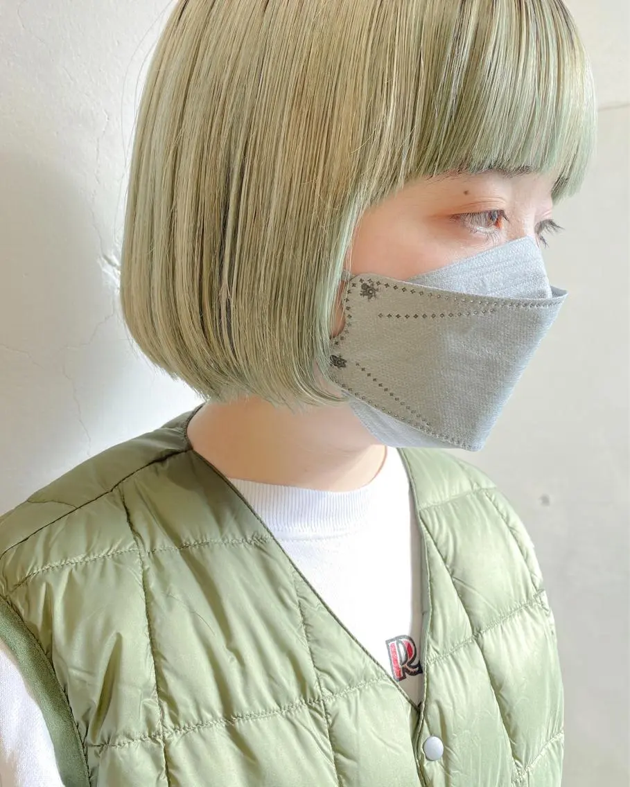 ショート カラー ミント ヘアカラー てんま さやかのヘアスタイル