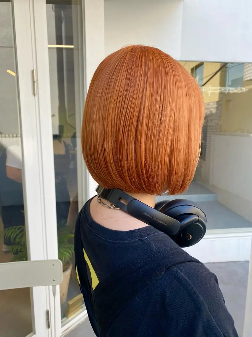 ショート カラー オレンジ カット ヘアカラー トリートメント ハイトーン×似合わせ 🌱中川慎之介のヘアスタイル