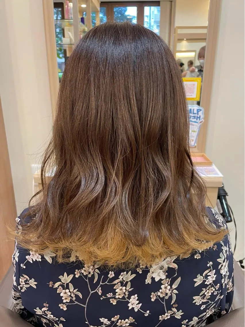 セミロング カラー ベージュカラー インナーカラー イエローカラー メンズパーマ🌀/ 中村郁未のヘアスタイル