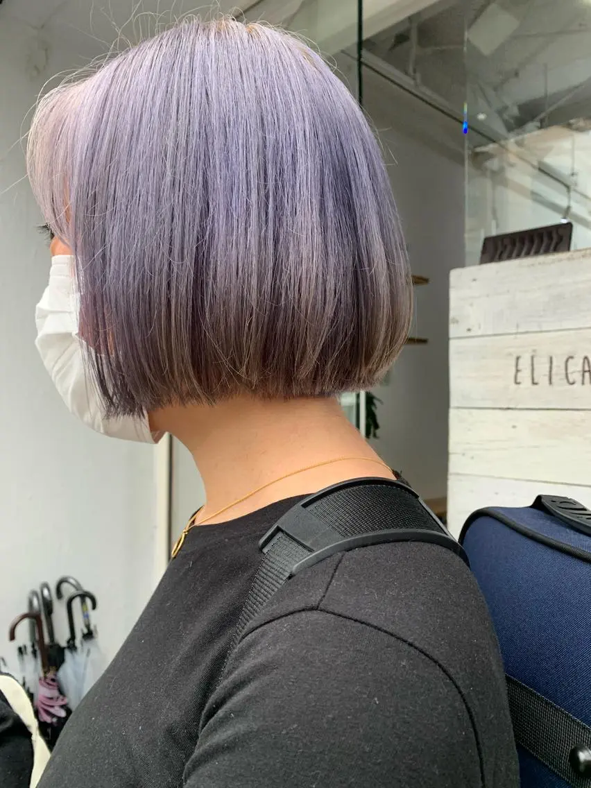 ショート カラー ラベンダーカラー ヘアカラー トリートメント パーマ/透明感カラー /ボブ/吉田一生のヘアスタイル