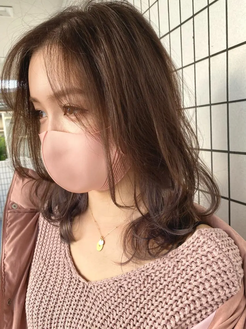 ミディアム カラー パーマ ミディアムパーマ 千 田のヘアスタイル