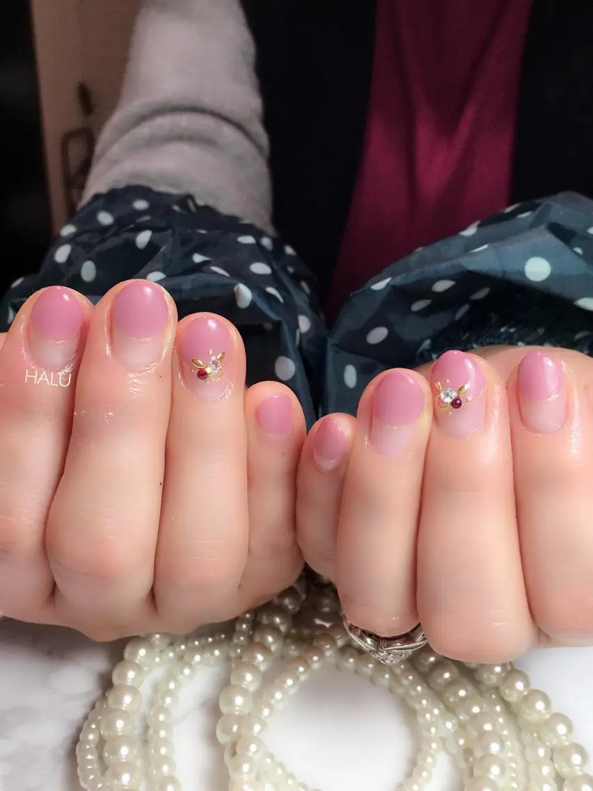 ネイル フレンチネイル ピンク シンプルネイル 春ネイル HALU ハルのネイルデザイン