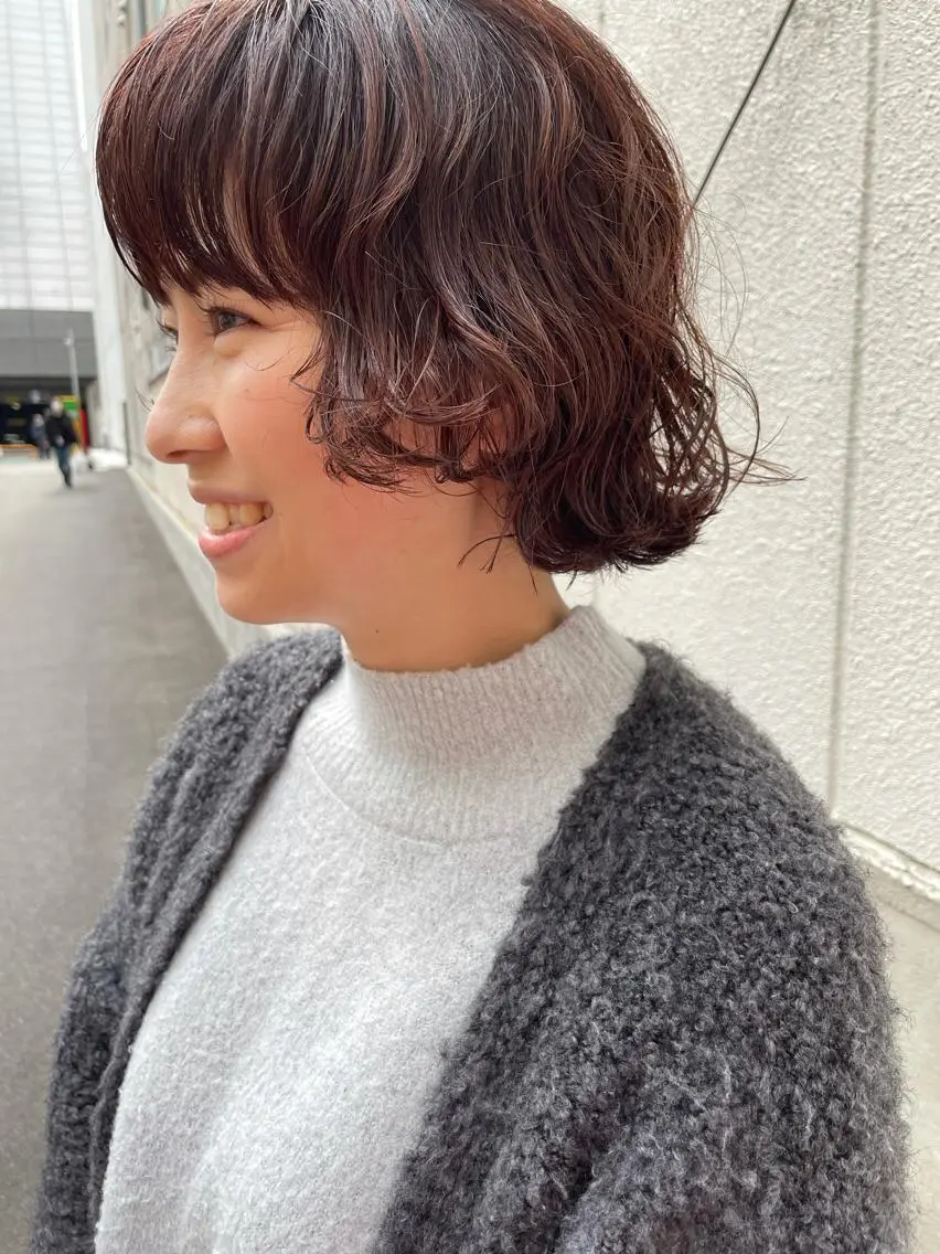 ミディアム カット パーマ トリートメント ayane⭐️ボブ・ ショート・パーマのヘアスタイル
